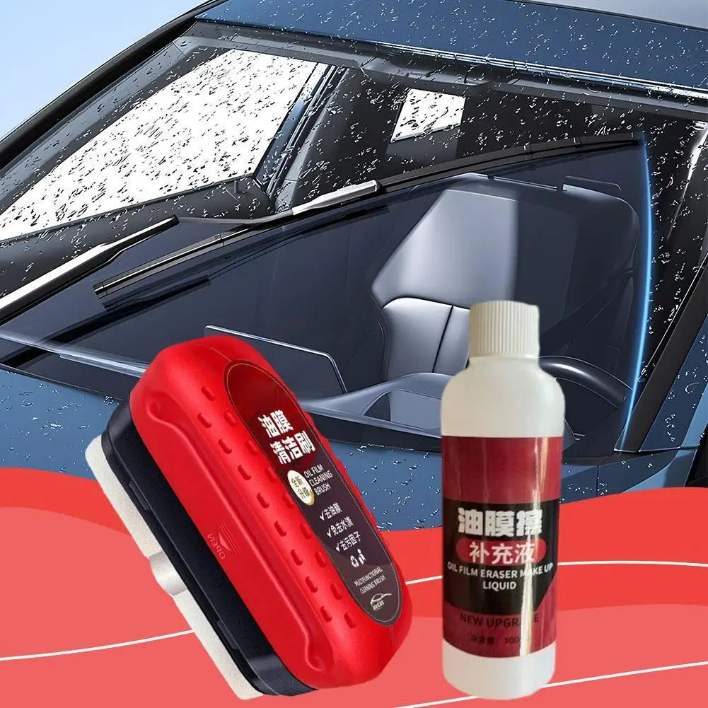 Car Glass Oil Film Remover Automotive Glass Sponge Cleaning Brush Front Inner Windshield Glass Oil Film Cleaner For Car Cleaning